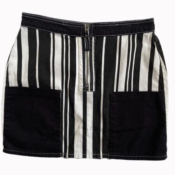 BDG Urban Outfitters Denim Striped Mini Skirt Sz L - Picture 1 of 4